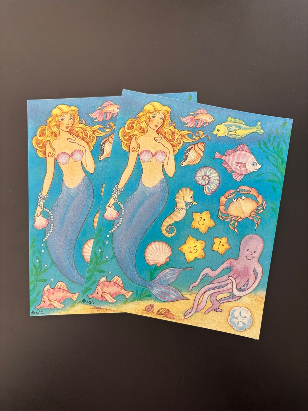 Vintage 80’s Vintage AGC Mermaid Under the Sea HTF Retro Sticker Sheets